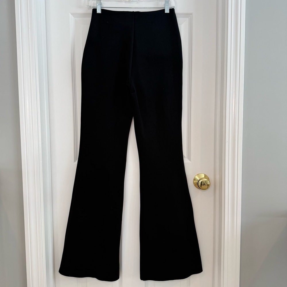 The Row Stretch Pull-On Pants Zip Front Pockets Flare Leg Minimalist Sz S Black — image 2 of 8